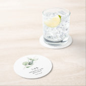 Eucalyptus Monogram Botanisch Monogram Bruiloft Ronde Kartonnen Onderzetter (Insitu)