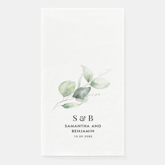 Eucalyptus Monogram Botanische bruiloft receptie Servet (Voorkant)