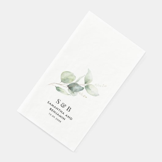 Eucalyptus Monogram Botanische bruiloft receptie Servet (Hoek)