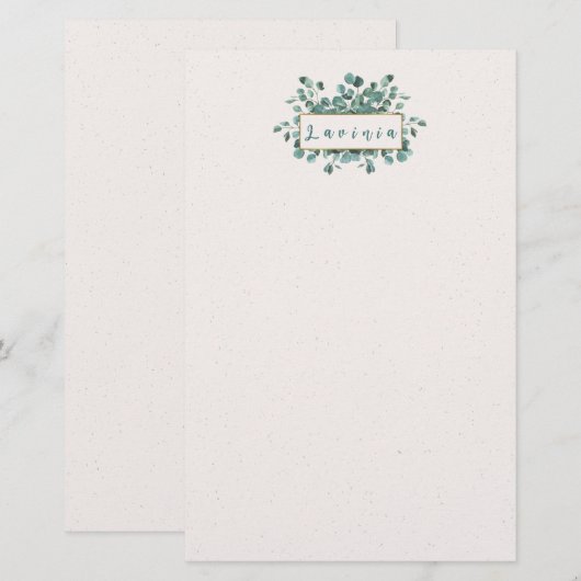 Eucalyptus Monogram Briefpapier (Voorkant / Achterkant)