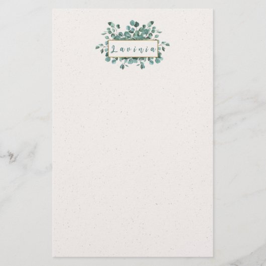 Eucalyptus Monogram Briefpapier (Voorkant)