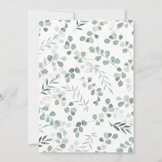 Eucalyptus monogram bruiloft kaart (Achterkant)