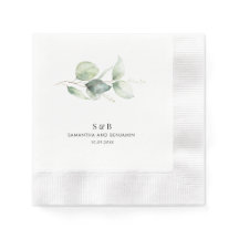 Eucalyptus Monogram Bruiloft Receptie Papier