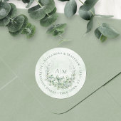 Eucalyptus Monogram bruiloft Rondadres Etiket
