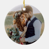 Eucalyptus Monogram Eerste Kerstfeest Foto Keramisch Ornament (Achterkant)