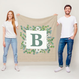 Eucalyptus Monogram Fleece Blanket