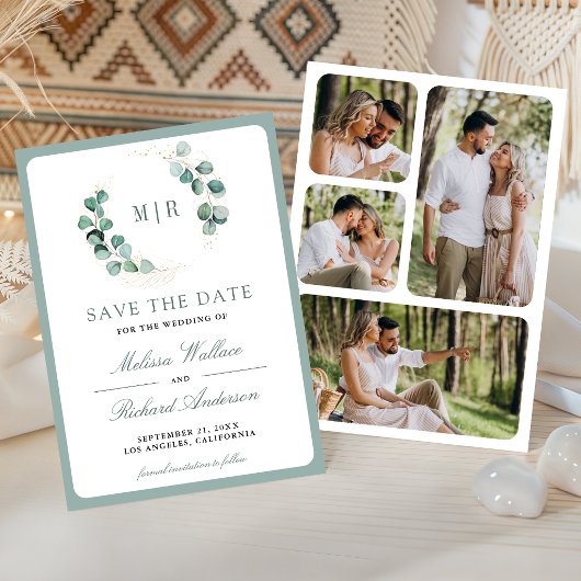 Eucalyptus Monogram Foto Collage Trouw Save The Date