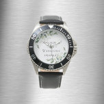 Eucalyptus Monogram Groom Weddag Horloge<br><div class="desc">Van ons beste eucalyptusbruiloft-collectie</div>