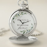 Eucalyptus Monogram Groom Weddag Zakhorloge<br><div class="desc">Van ons beste eucalyptusbruiloft-collectie</div>