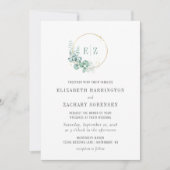 Eucalyptus Monogram grote Waterverf bruiloft Kaart (Voorkant)