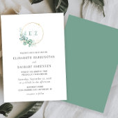 Eucalyptus Monogram grote Waterverf bruiloft Kaart