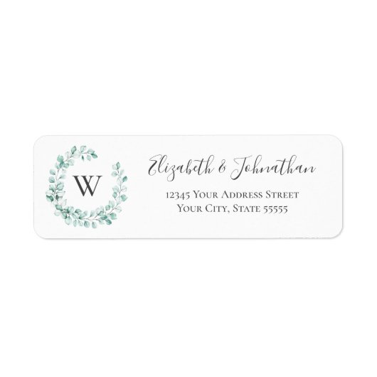 Eucalyptus Monogram Grote Waterverf Etiket (Voorkant)