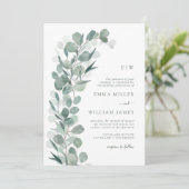 Eucalyptus Monogram Huwelijk Kaart (Staand voorkant)