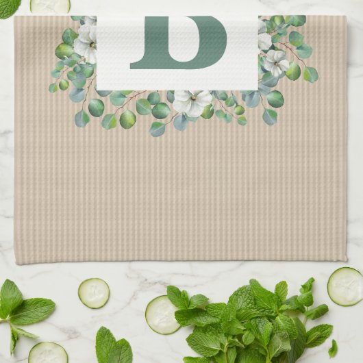Eucalyptus Monogram Kitchen Towel Theedoek (Gevouwen)