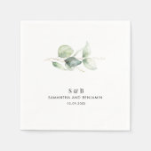 Eucalyptus Monogram Mr en Mrs Names Trouwpapier Servet (Voorkant)