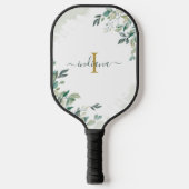 Eucalyptus Monogram Schrift Naam Botanische Verjaa Pickleball Paddle (Voorkant)