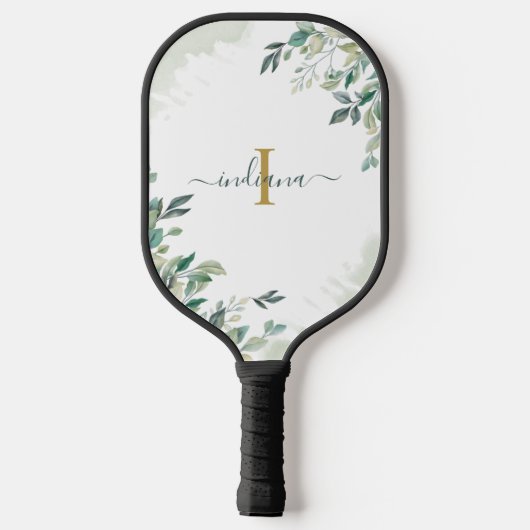 Eucalyptus Monogram Schrift Naam Botanische Verjaa Pickleball Paddle (Achterkant)