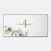 Eucalyptus Monogram Script naam minimalist Bureaumat (Voorkant)