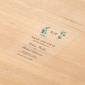 Eucalyptus Monogram Trouw Save the Date Acryl Uitnodigingen (Laagn)