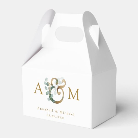 Eucalyptus Monogram Weddenschap Bedankdoosjes (Voorkant Zijde)
