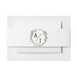 Eucalyptus Monogram Weddenschap Belly Band Uitnodigingen Wikkel
