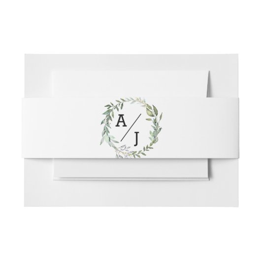 Eucalyptus Monogram Weddenschap Belly Band Uitnodigingen Wikkel (Voorkant Voorbeeld)