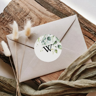 Eucalyptus Monogram Wedding Envelope-zegels Ronde Sticker