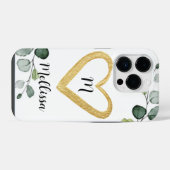 Eucalyptus Monogramed iPhone 14 Pro Hoesje (Achterkant horizontaal)