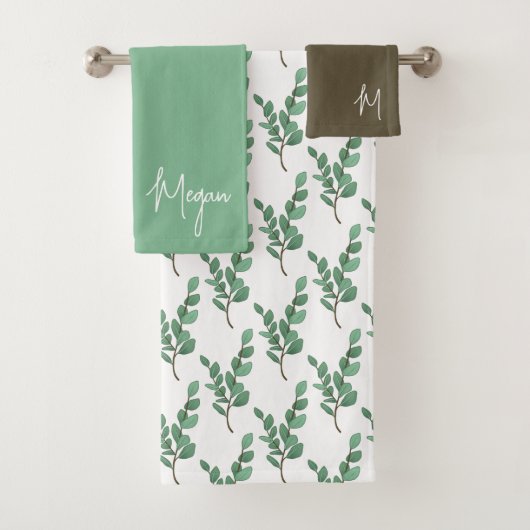 Eucalyptus Monogramme Handdoekenset Bad Handdoek (Insitu)