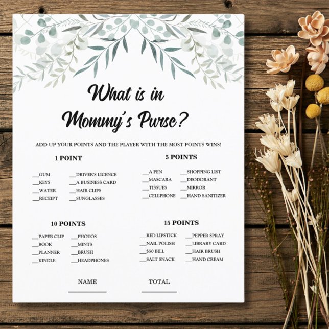 Eucalyptus Mummy's Purse Baby Shower Spel (Creator heeft geüpload)