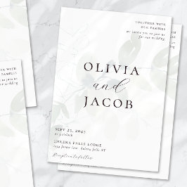 Eucalyptus Muted Script Wedding QR-code Kaart