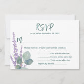 Eucalyptus n Lavender Botanical Wedding Reply Kaar Kaart (Voorkant)