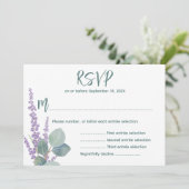 Eucalyptus n Lavender Botanical Wedding Reply Kaar Kaart (Staand voorkant)
