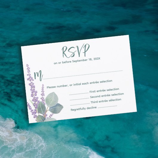 Eucalyptus n Lavender Botanical Wedding Reply Kaar Kaart
