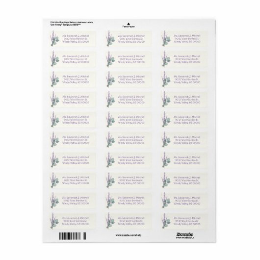 Eucalyptus n Lavender Return Address Labels (Full Sheet)
