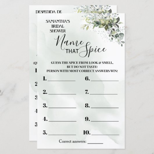 Eucalyptus Name dat de tweetalige douchegame van S (Voorkant / Achterkant)