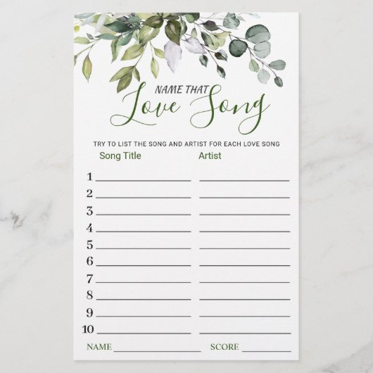 Eucalyptus Name that Love Song Vrijgezellenfeest G (Voorkant)