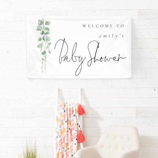 Eucalyptus Name Welkom in Baby shower Spandoek (Insitu)