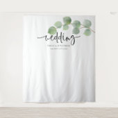 Eucalyptus Namen Datum Trouwachtergrond voor Foto' Wandkleed (Voorkant)