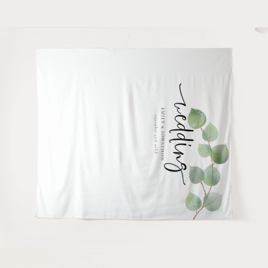 Eucalyptus Namen Datum Weddenschap voor foto's Wandkleed (Voorkant (horizontaal))