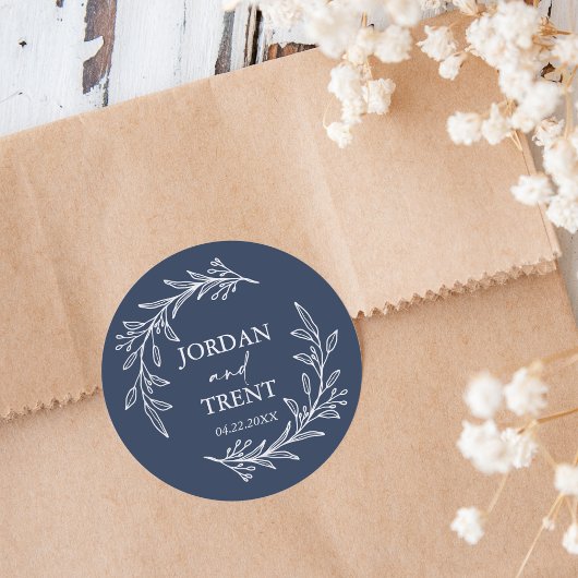 Eucalyptus Navy Blue Aangepaste bruiloft Stickers
