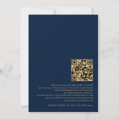 Eucalyptus Navy Blue Gold QR Code Weddenschap Kaart (Achterkant)