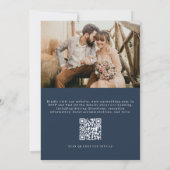 Eucalyptus Navy Blue QR Code Photo Wedding Kaart (Achterkant)