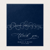 Eucalyptus Navy Blue Wedding Folded thank You  Kaart (Buitenkant ongevouwen)