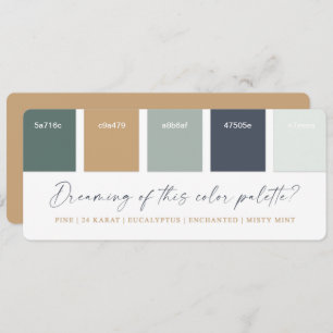Eucalyptus Navy & Gold Wedding Colour Palette Card Kaart