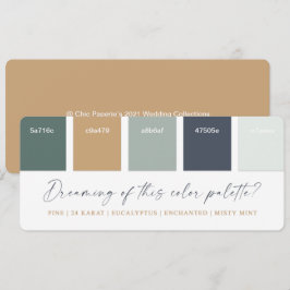 Eucalyptus Navy & Goud Huwelijk Kleurenpalet Kaart