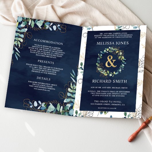 Eucalyptus Navyblauw All in One QR Code Trouwen