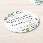 Eucalyptus Neem mijn Drink niet in Ronde Kartonnen Onderzetter (Gebogen)