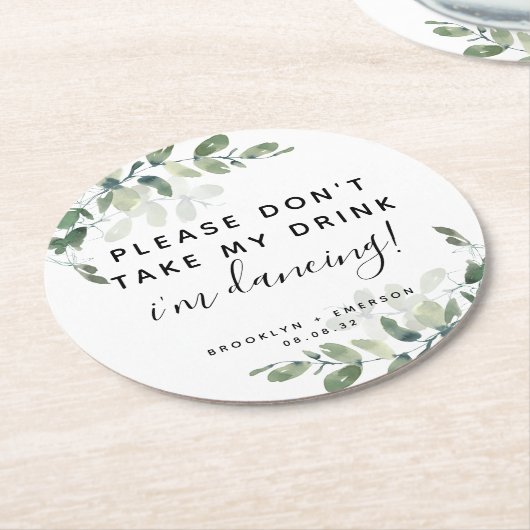 Eucalyptus Neem mijn Drink niet in Ronde Kartonnen Onderzetter (Gebogen)