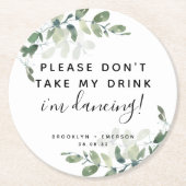 Eucalyptus Neem mijn Drink niet in Ronde Kartonnen Onderzetter (Voorkant)